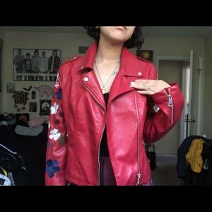 Red leather jacket